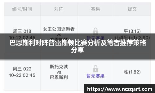 巴恩斯利对阵普雷斯顿比赛分析及笔者推荐策略分享